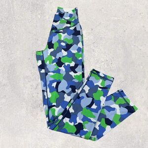 Aerie Offline Leggings Women's Small Blue Green‎ Camo Real Me 7/8 Crossover NWT